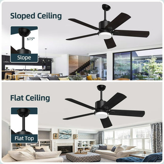 SKEVEN Ceiling Fan with Remote, 52'' Outdoor Ceiling Fans 6 Speed Control Reversible DC Motor 5 Blades Fan for Patio Bedroom Living Room