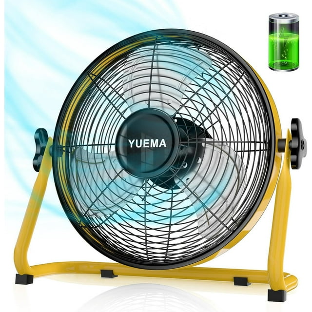 SKVEVN Industrial Floor Fan, 12-Inch High-Velocity Portable Fan for Camping Travel Patio Tent, Indoor Outdoor Battery Operated Powered Fan 360 Degree Manual Tilt, 12 Speed